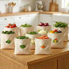 Reusable Cotton Vegetable Storage Bags for Fridge