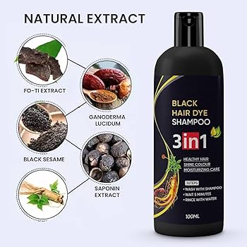 AI Black hair dye shampoo 3in1(pack 2)