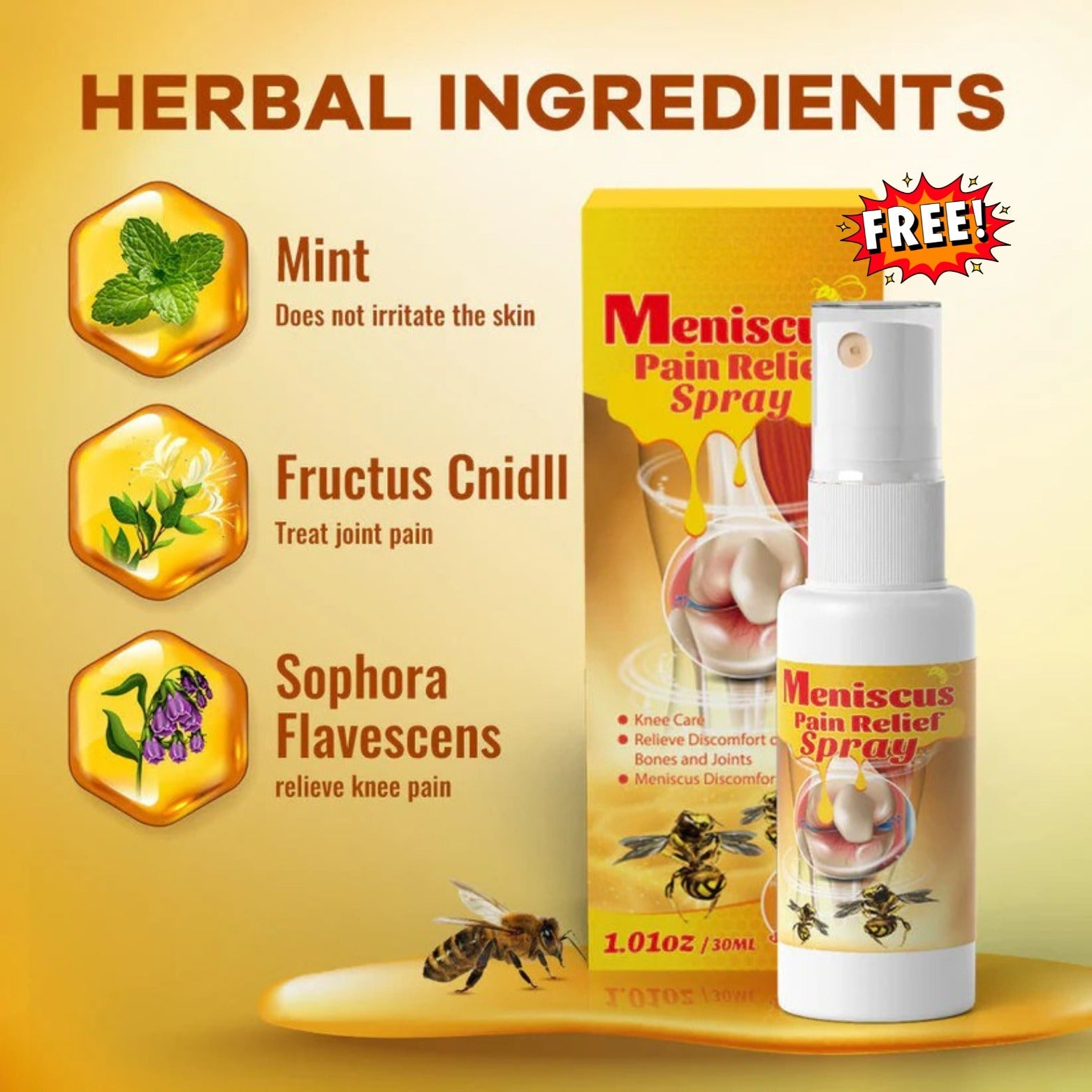 Bee Venom Knee Pain Relief Patch (Buy 1 Get 1 Free)Meniscus Pain Relief Spray Free