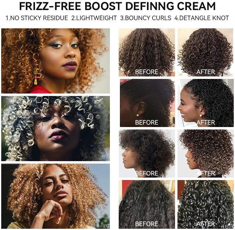 Black Castor Oil Curling Cream - Curl Enhancer & Frizz Control For Curly Hair, Defines Curls Styling Cream 50ml each pack of 2