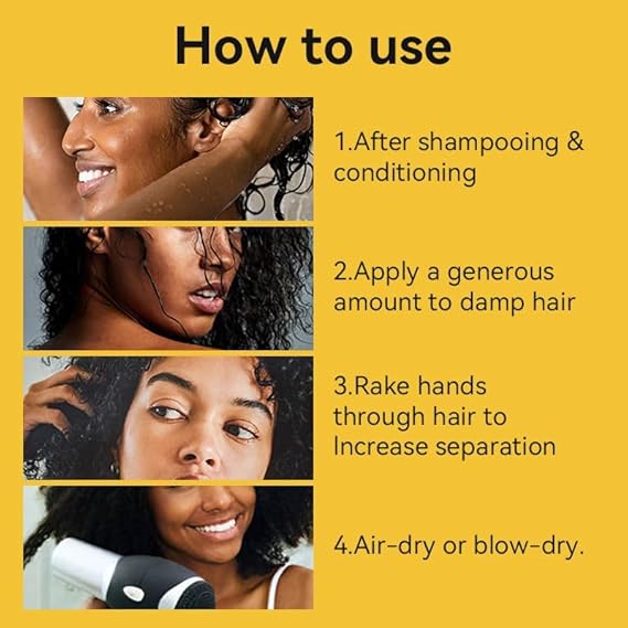 Black Castor Oil Curling Cream - Curl Enhancer & Frizz Control For Curly Hair, Defines Curls Styling Cream 50ml each pack of 2