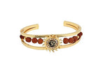Gold plated Om Sun Rudraksha with Studded Stone Adjustable Kada Bracelets for Men and Women