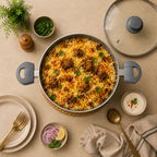 Grey Non-Stick Biryani Pan with Glass Lid