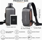 Multifunction Waterproff Sling Bag, USB Charging Sport Sling Anti-Theft Shoulder Bags