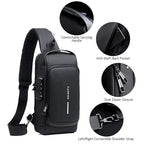 Multifunction Waterproff Sling Bag, USB Charging Sport Sling Anti-Theft Shoulder Bags
