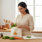 Reusable Cotton Vegetable Storage Bags for Fridge